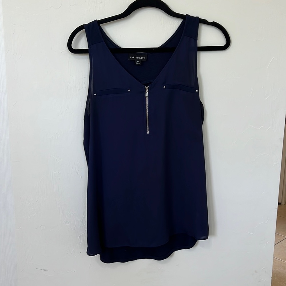 Fortune and ivy size medium, navy blue tank blouse